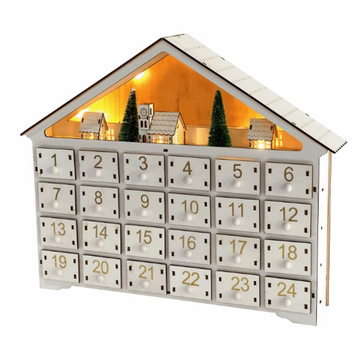 Calendrier de l'avent 24 numéros 41x8x33cm ensemble de scène de village de l'avent de noël bois livré avec des ornements calendrier